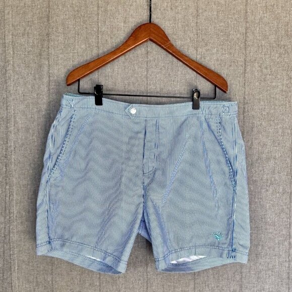 Ted Baker Blue White Strip Lobster Logo Snap Front Swim Shorts Size 2XL / 6 - Picture 2 of 16